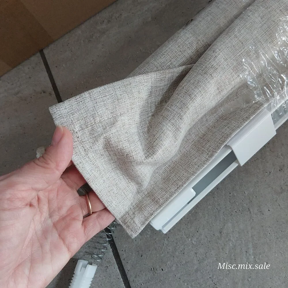 LazBlinds Beige Fax Linen Fabric No Drill Cordless Roman Shades Blackout 27